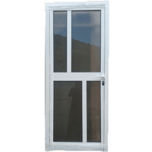 Puerta reticulada de aluminio con vidrio carmetlita